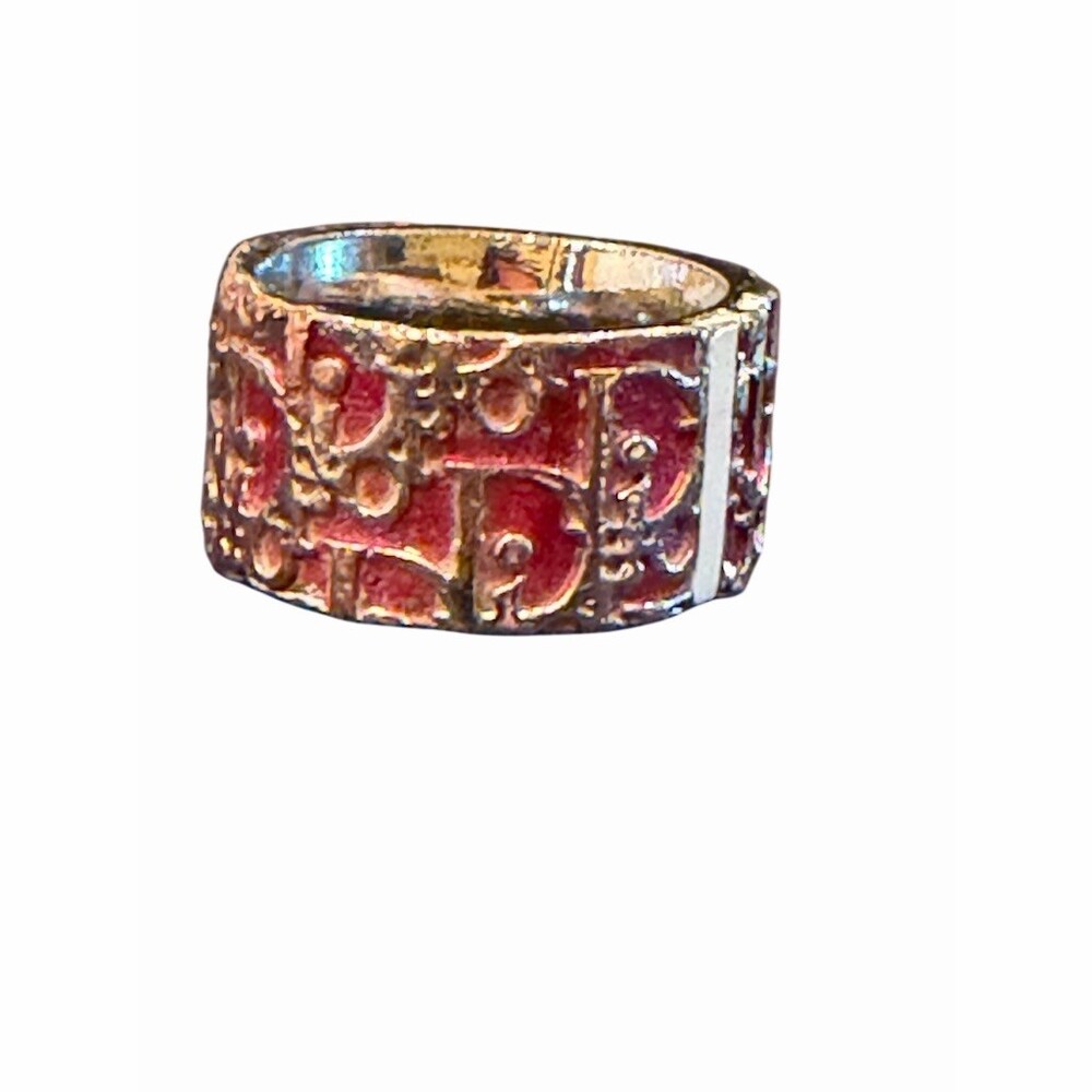 Christian Dior Red And Silver Toned Trotter Ring Sz 6 - Picture 5 of 5